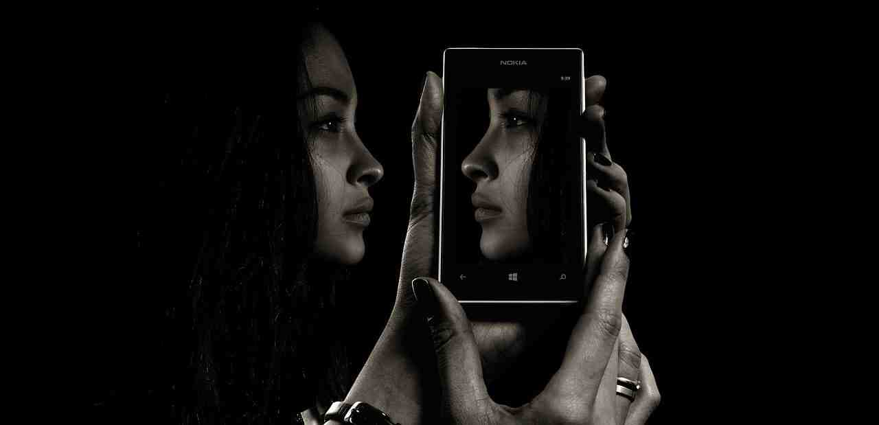 smartphone, face, femme